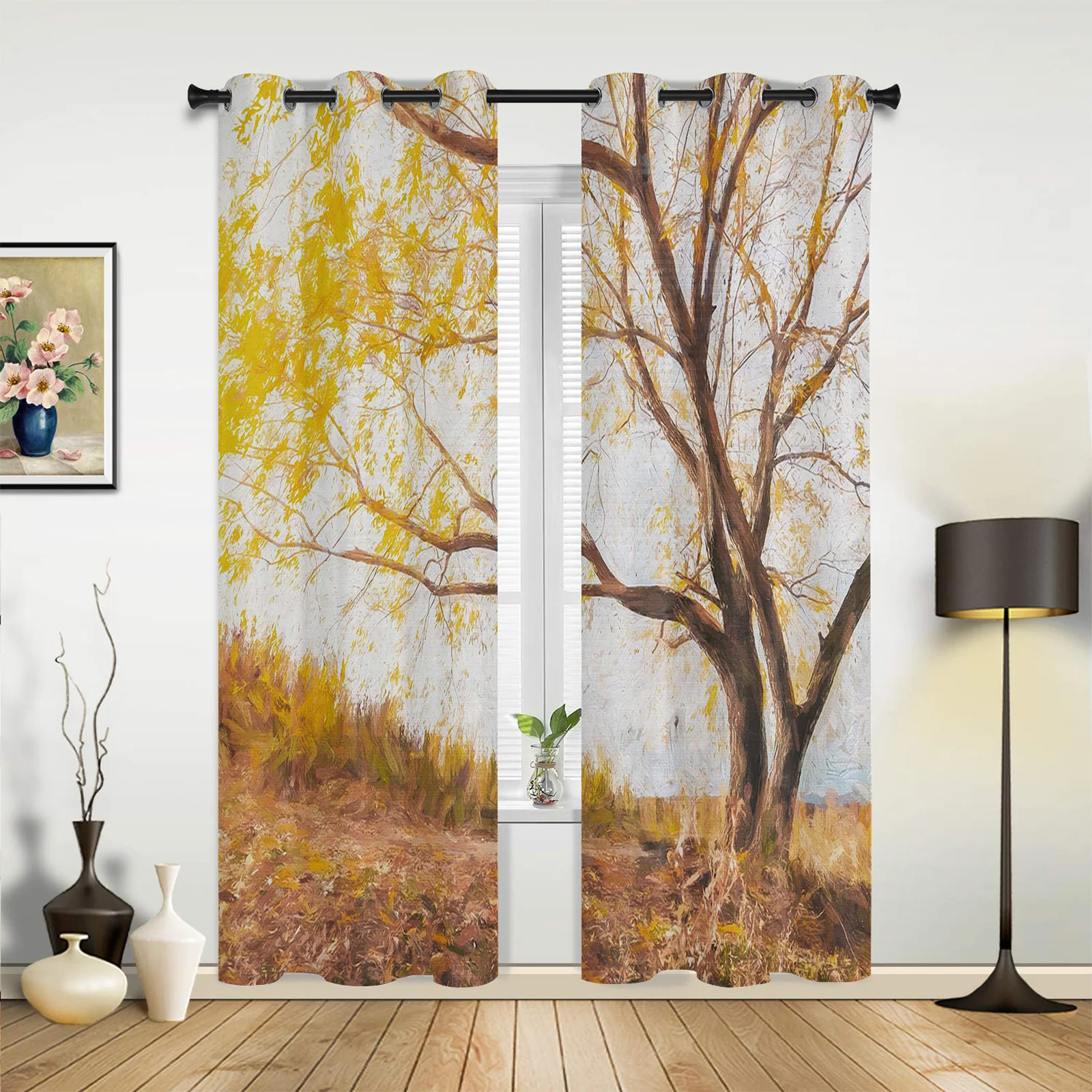 Оконные шторы для кухни Осенние желтые листья взрослых детей украшение спальни