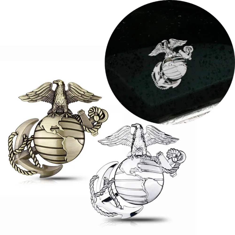 

Chrome/Bronze Metal Sticker Marine Corps Car Auto Emblem Motorcycle Iron Badge Hawk Sticker