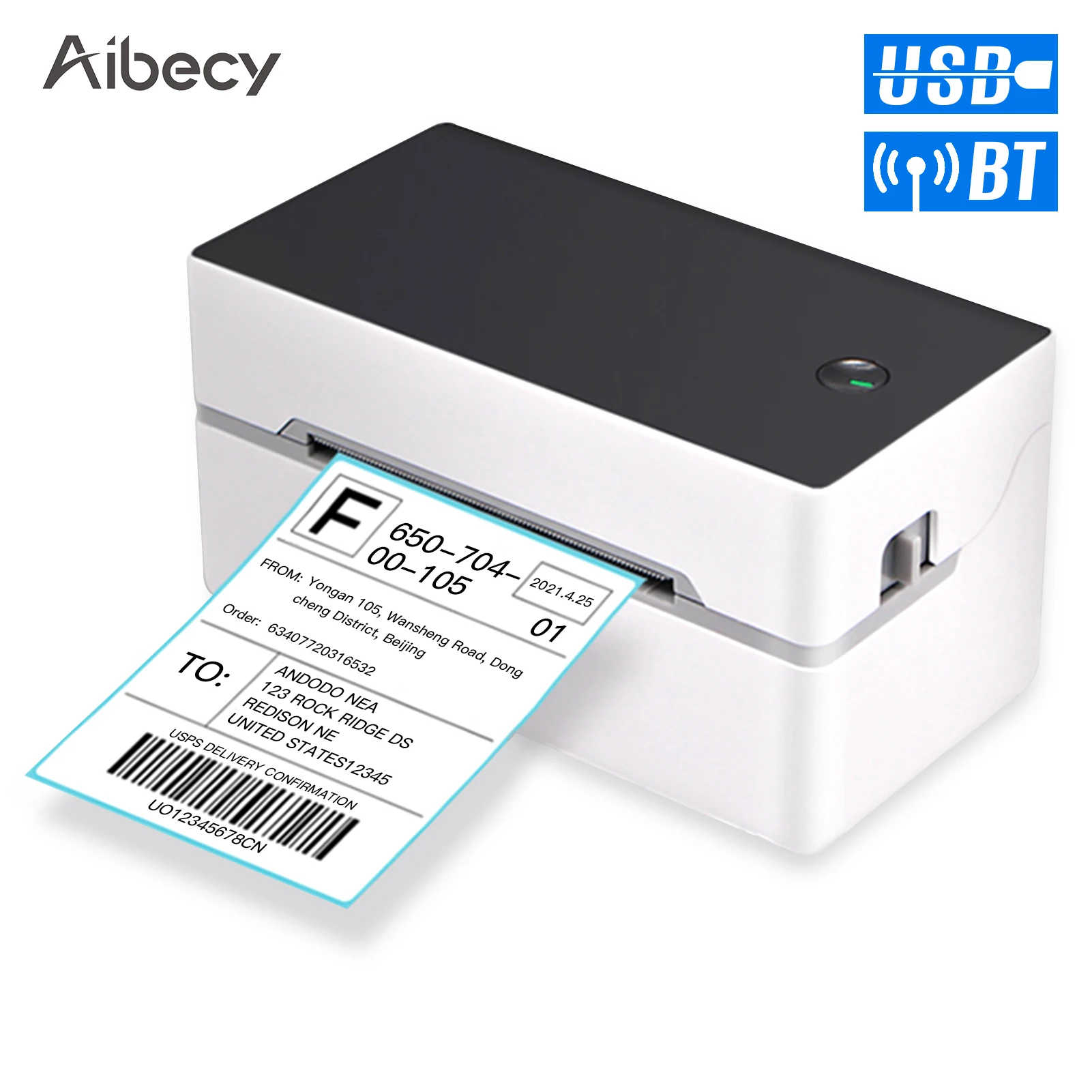 Настольный принтер для печати этикеток USB/BT прямой термопринтер 40-80 мм бумага