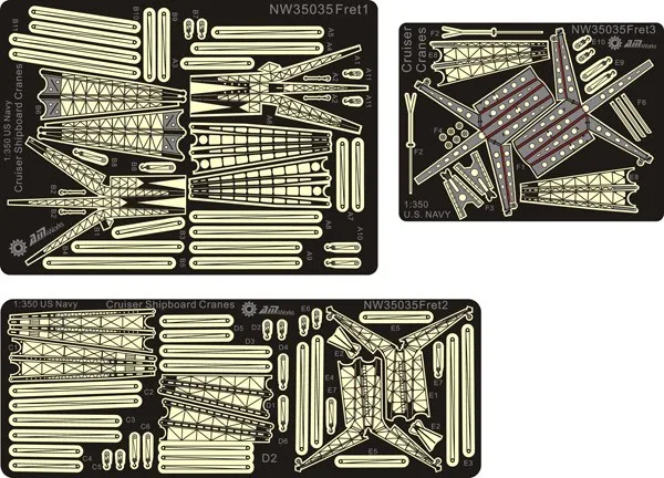 Краны масштаба 1/350 для Cruisers Второй мировой войны USN (PE + Resin) NW35035 наборы моделей