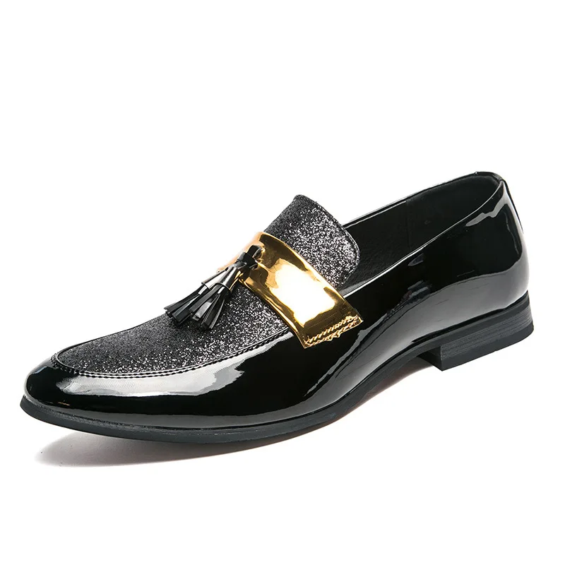

Plus Size 38-47 Quality Men Formal Dress Shoes Black Wedding Shoes 2021 Summer Fall Slip on Decent Office Shoes Tassel Business