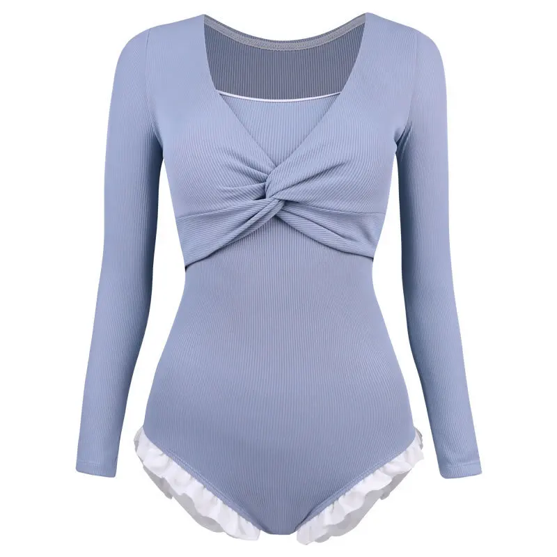 

One Piece Women Bath Dress Beachwear Korean Swim Suit Swimwear Plus Size Korea Ins Block Long Sleeve Hot Bathing Animal Cotton
