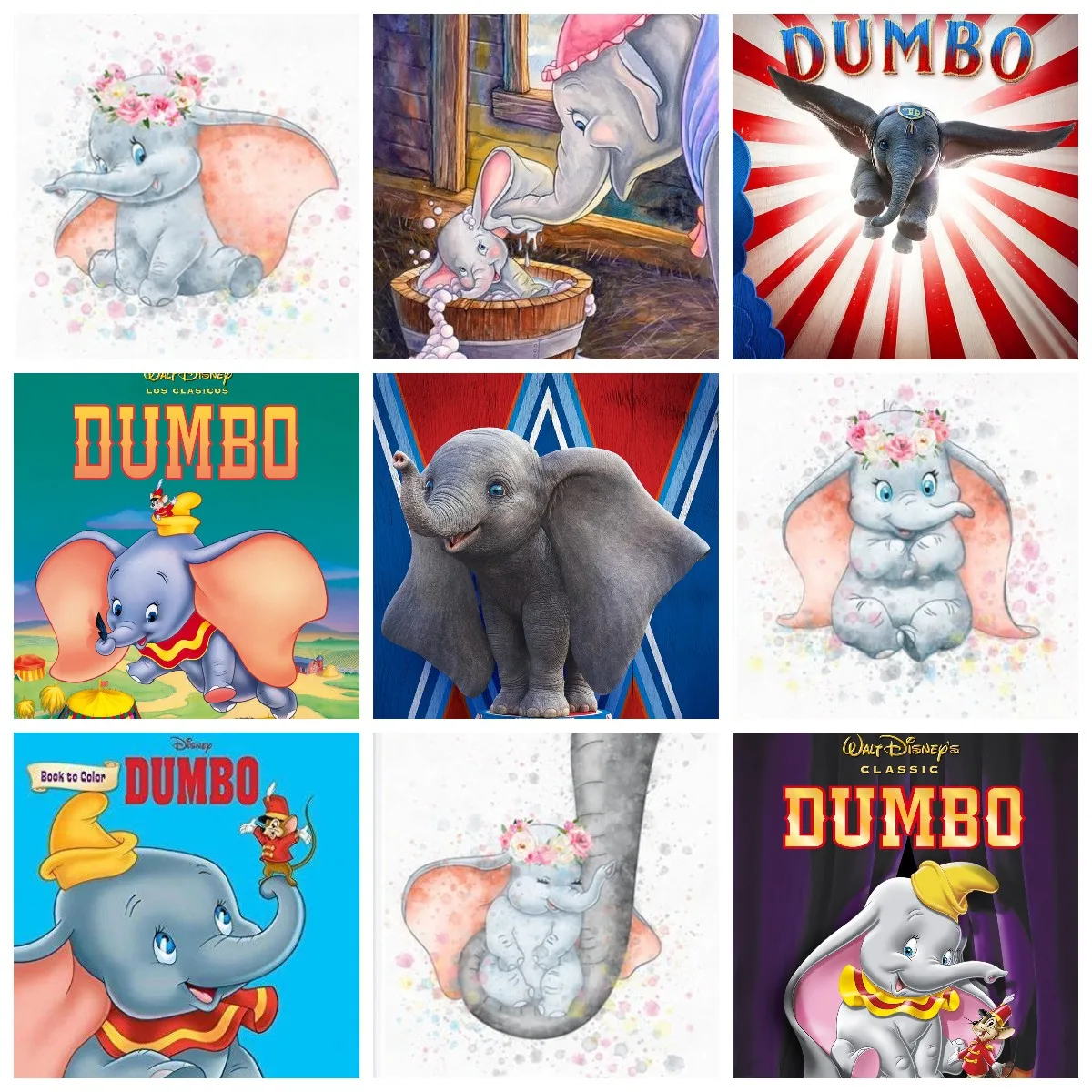 

5D Diamond Painting Disney Baby Dumbo Cross Stitch Embroidery Kit Handmade Full Drill Mosaic Resin Children's Room Decor