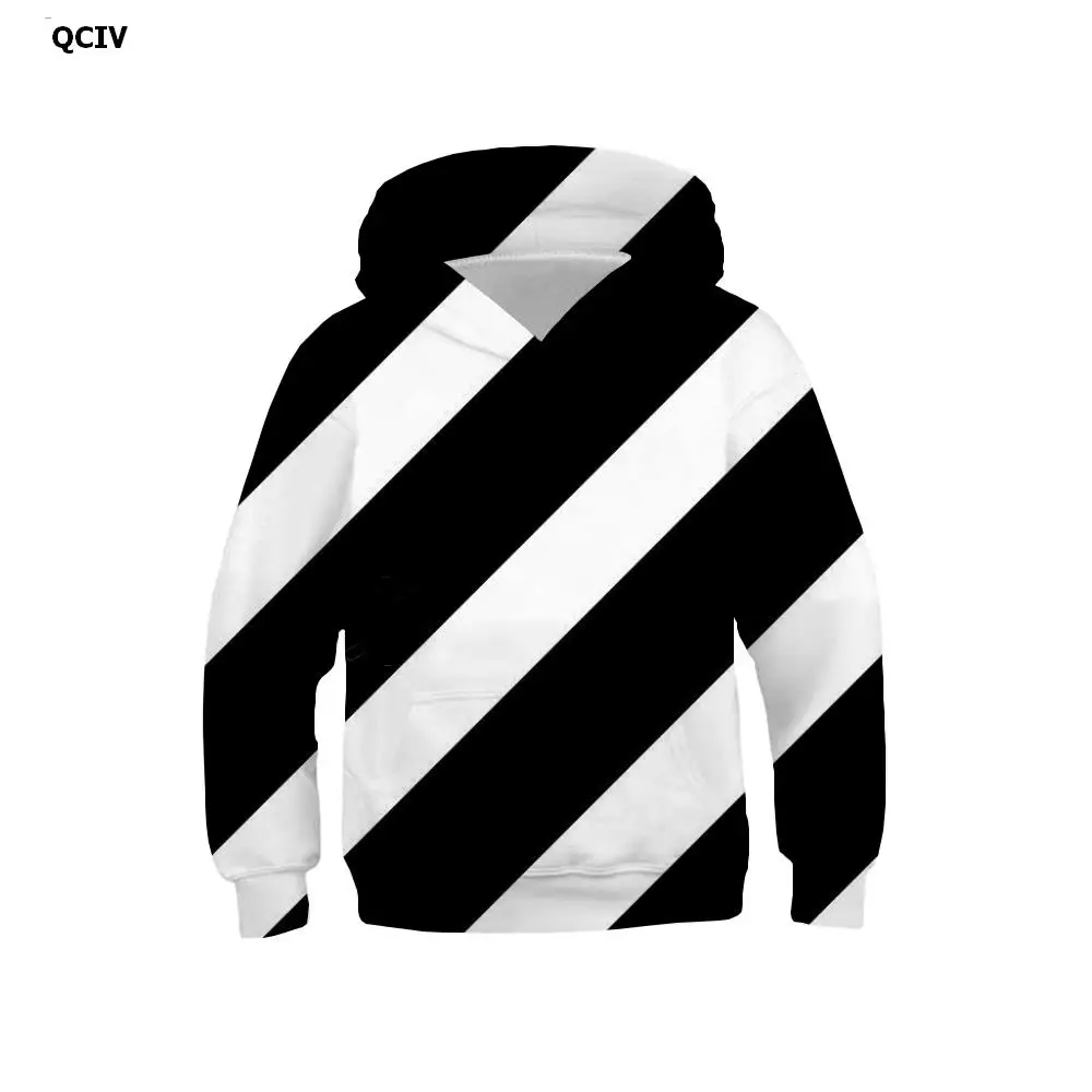 

Брендовая черно-белая толстовка QCIV, детская полосатая толстовка с капюшоном, аниме, худи с абстрактным рисунком в стиле Харадзюку, повседне...