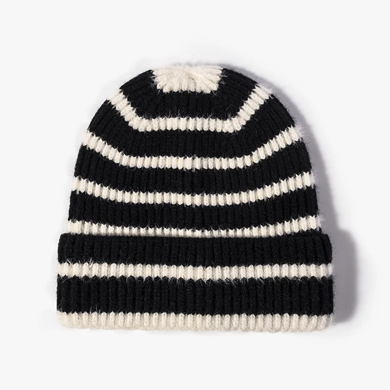 

LDSLYJR 2021 Autumn and winter Acrylic Striped Thicken knitted hat warm hat Skullies cap beanie hat for men and Women 155
