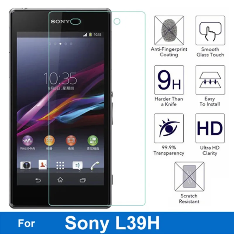 

Закаленное стекло 9 H для Sony Xperia Z1 l39h C6906 C6903, 2 шт., защита экрана телефона на Sony z1 L39 H, защитное стекло