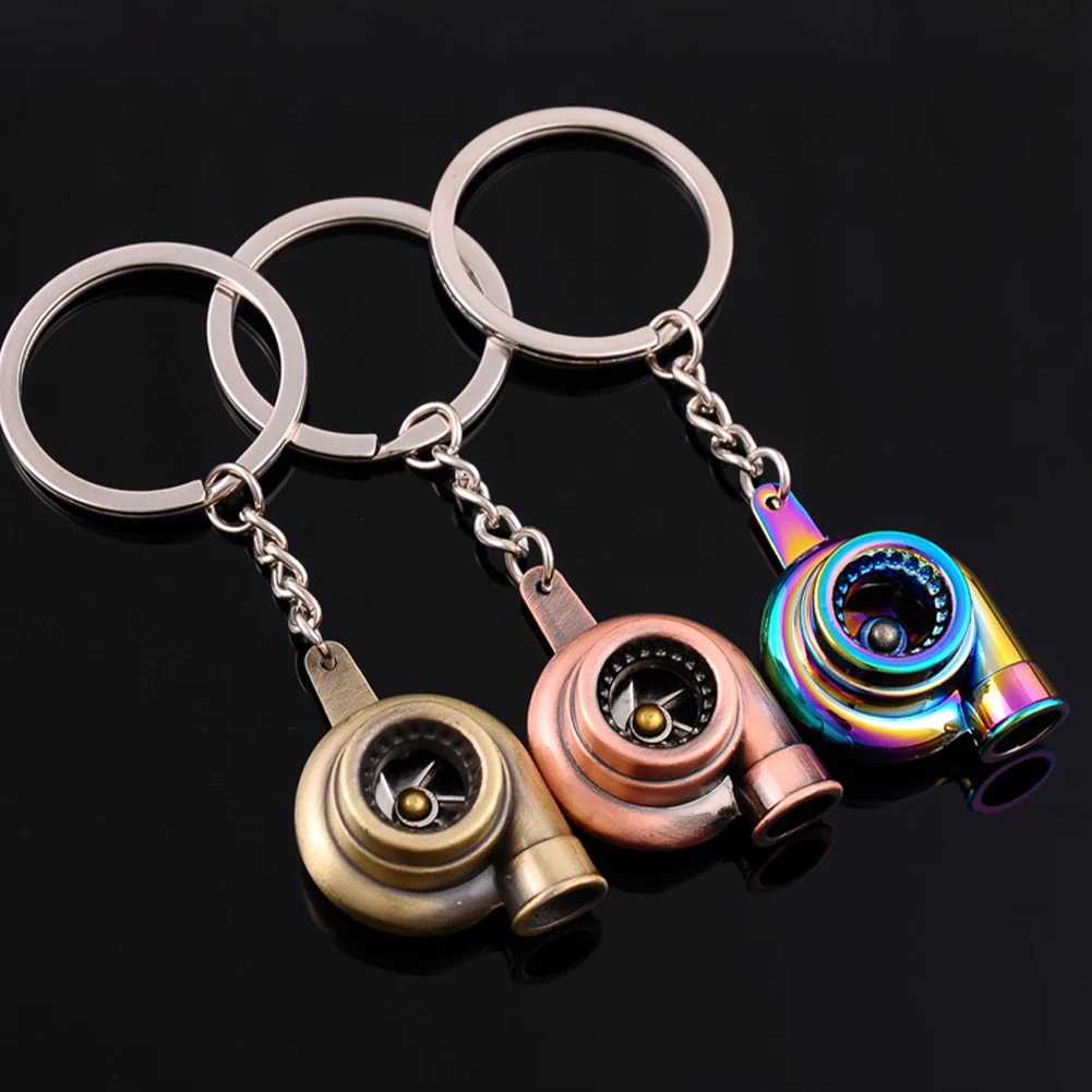 

New Mini Turbo Turbocharger Keychain LED Light Spinning Turbine Key Chain Ring Keyring Keyfob Car Keyring Брелок Llavero