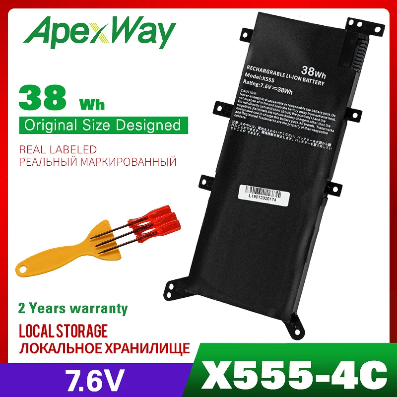 Apexway 7 6 В 38Wh Аккумулятор для ноутбука ASUS C21N1347 X554L X555L X555LB X555LN X555 X555LD X555LP F555A F555U W519L