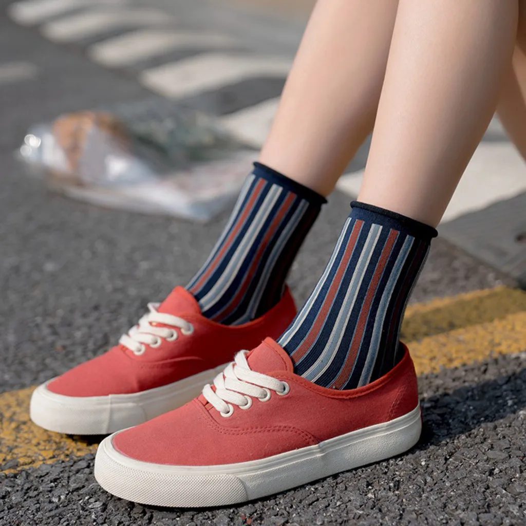 

Sagace Women Winter Socks Girls Fashion Grain Print Cotton Street Middle Tube Soft Cotton Casual Socks Stockings