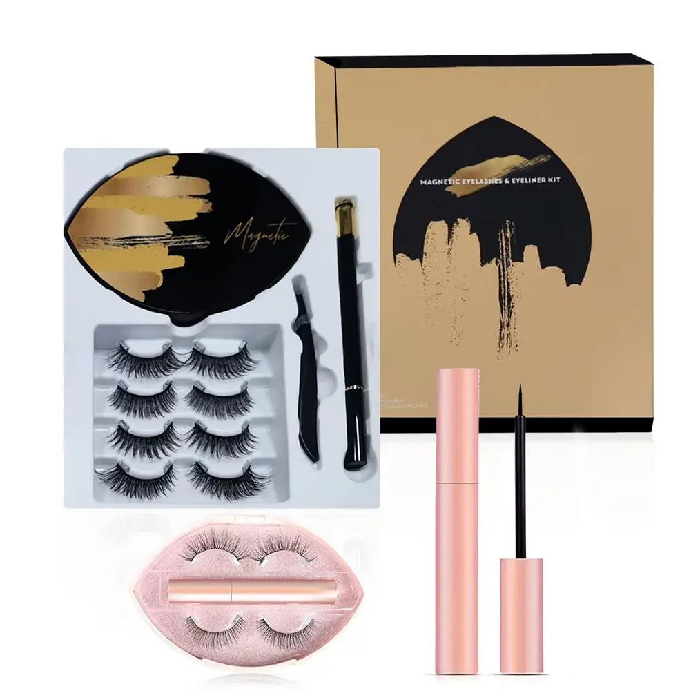 

6 Pair Invisible Magnetic Fake Eyelashes 3D Lashes Eyeliner Kit