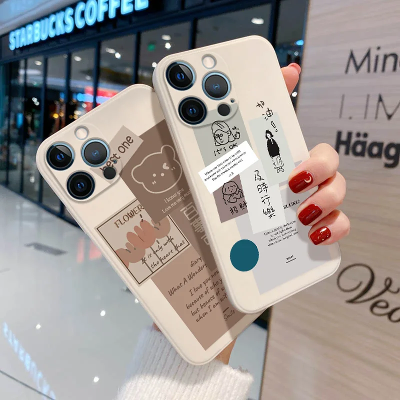 

Cartoon Case for iPhone 13 Pro 11 12 XR Cases Silicon Cover iPhone 12Pro 7 8 Plus X XS Max SE 2020 13Mini Lens Protection Fundas