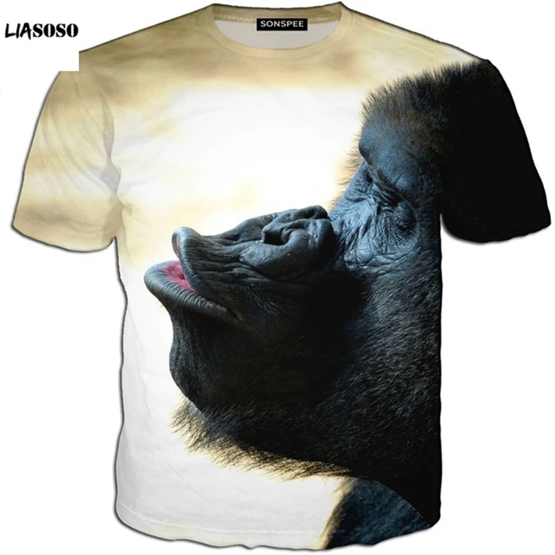 LIASOSO новая мужская футболка с нарисованным животным орангутанг или обезьяна 3D