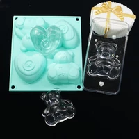 new cute bears heart shaped chocolate fondant mould cake topper decorating tools candy pudding soap mold silicone bakeware