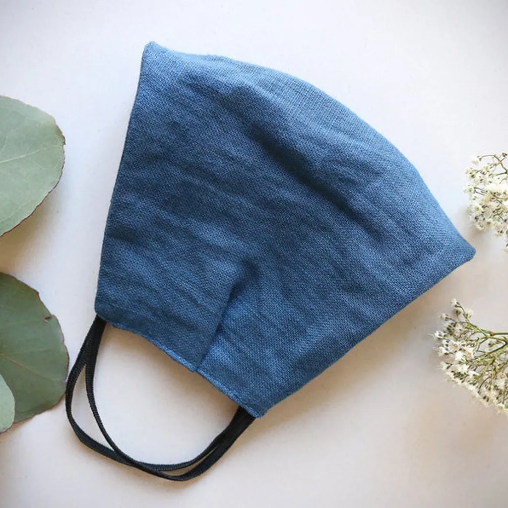 

6pc Solid Color Mouth Mask Natural Linen Mascarilla Face Mask Adult Dustproof Windproof Face Mask Cover Masque En Tissu Lavable