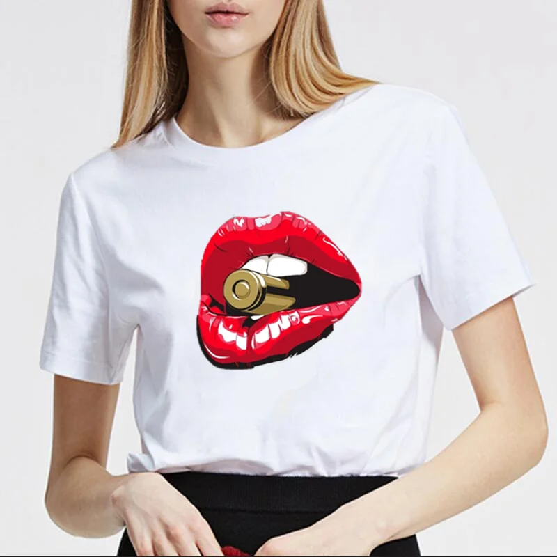 

Белая футболка с мультяшным принтом, женская летняя новая футболка с коротким рукавом, топы, свободные Смешные хлопковые футболки в стиле Х...