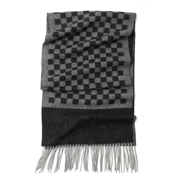 

2020Korean business pure wool men's scarf thickened in autumn winter warm young people simple jacquard Plaid Scarf winter scarf