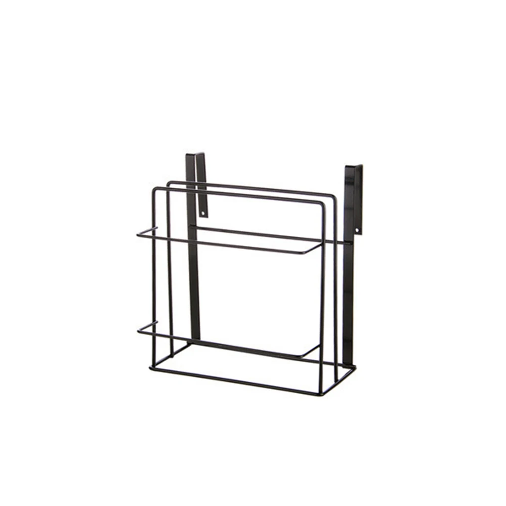 Черный Cupboard Cabinet Door Iron Basket Towel Hanger Rack Cutting Board Holder Hanging Shelf Kitchen Space Saving Storage Organizer - Цвет: Черный