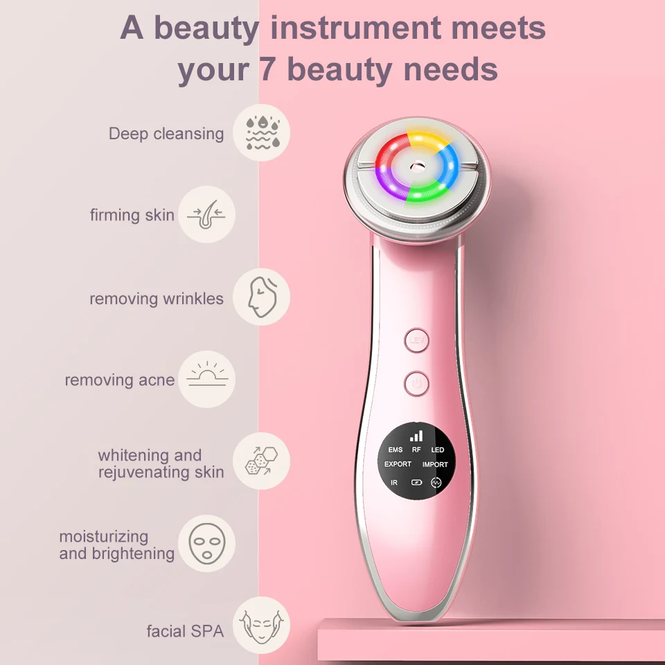 AmazeFan Beauty Device RF EMS Mesotherapy Electroporation Face Radio Frequency LED Photon Skin Rejuvenation Tightening |