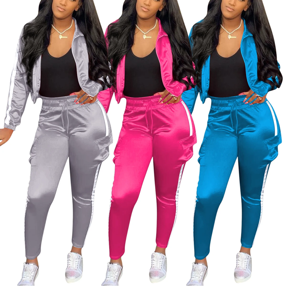 Женский костюм из 2 предметов пальто на молнии с воротником-стойкой и длинными