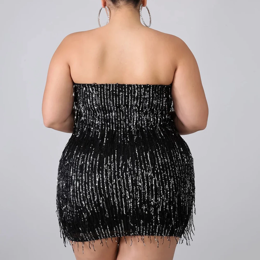 Сексуальное платье 5XL для выпускного вечера женское облегающее с бахромой на