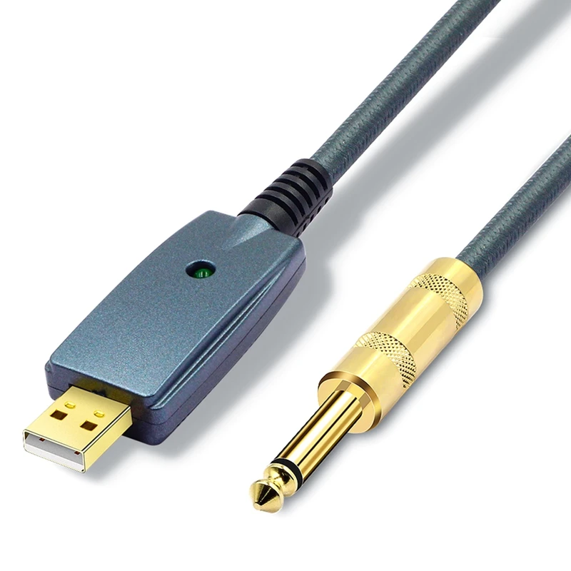 

Переходник с USB на гитару, штекер на гнездо 6,35 мм, аксессуары для электрогитары, аудиоразъем, адаптер шнура