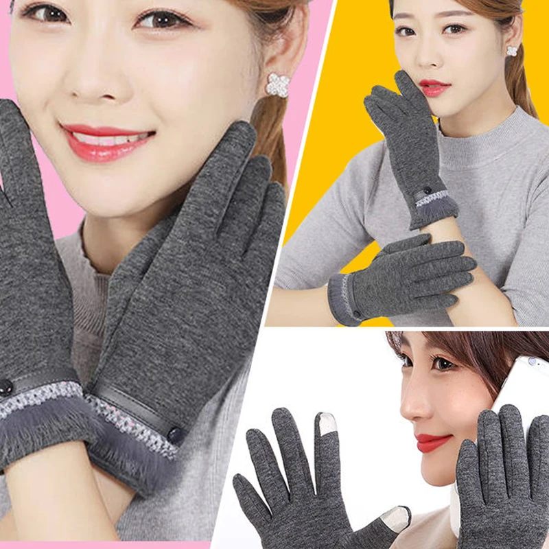 

Touch Screen Gloves Women Autumn Winter Warm Outdoor Plus Velvet Thick Cotton Shopping Sports Cycling Driving Glove