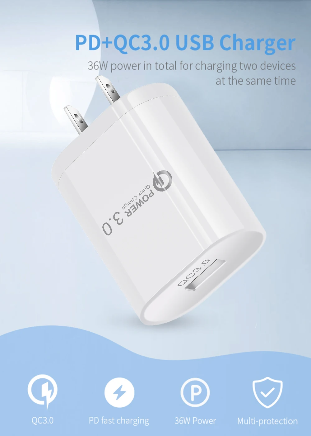 QC 3 0 USB зарядное устройство с одним портом быстрая зарядка мобильный телефон