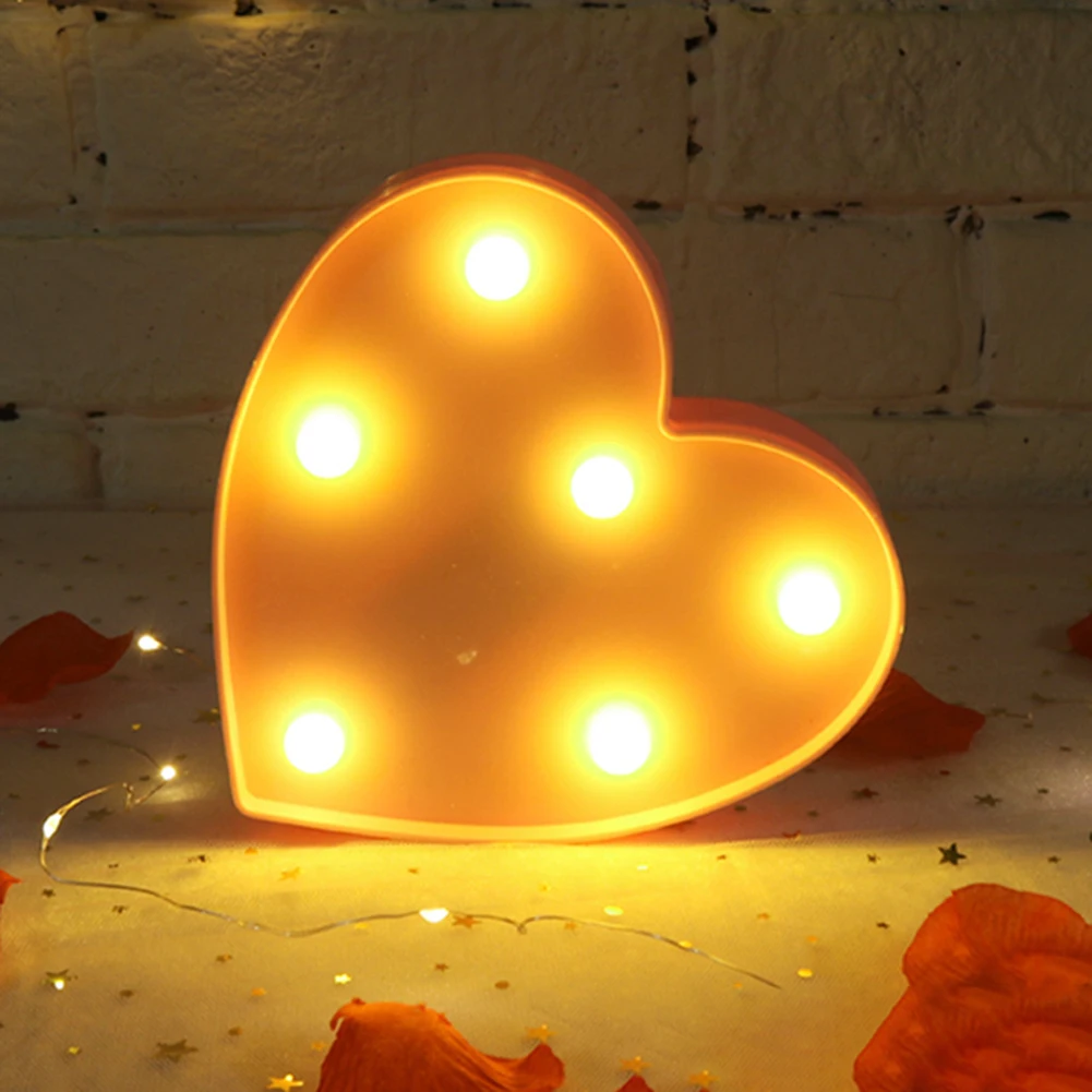 

LED Love Heart Shape Night Light Desktop Ornaments Lamps for Proposal Wedding Festival Layout Kid Room Table Ornament