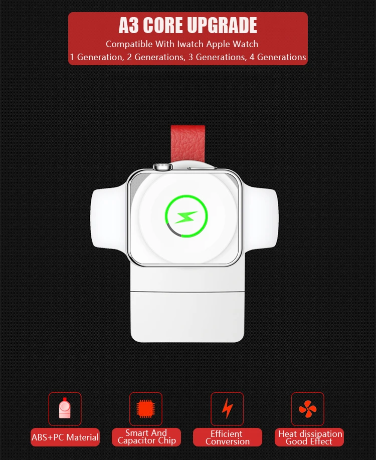 Беспроводное зарядное устройство для Apple Watch Портативный мини Быстрая зарядка мобильный мощность USB док-станция адаптер для iWatch серии 1 2 3 4