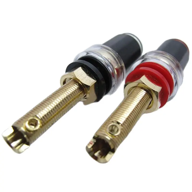 A pair Banana connector Gold-plated solder-free banana plug sockets copper terminals New