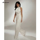 Женский Атласный комбинезон с лямкой на шее