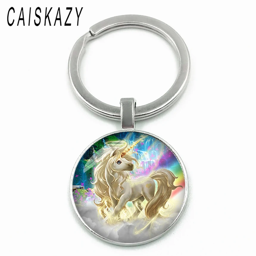 Красивая бабочка фея с единорогом стекло кабошон брелок Белый Единорог Лошадь