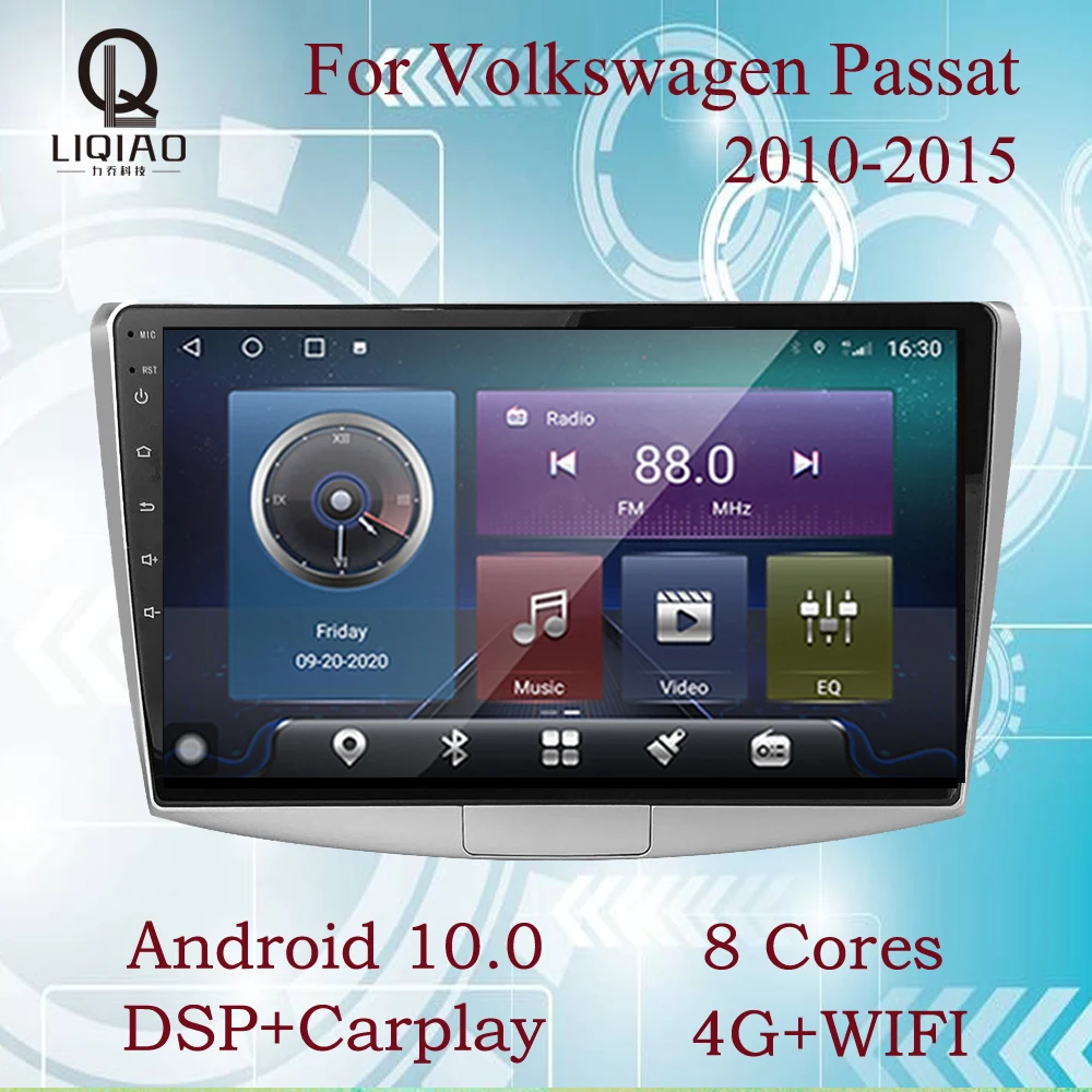 

Автомобильный мультимедийный плеер LIQIAO для VW Volkswagen Passat B7 B6 CC 2010-2015 Android 10 4G NET WIFI DSP Carplay Восьмиядерный 6 + 128 ГБ BT