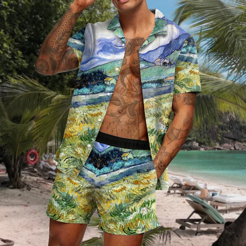 

Summer Men Shirt Short Sleeved Top Trendy Pants Man Unique 3D Shirt Youthful Beach Hip Hop Fun Style