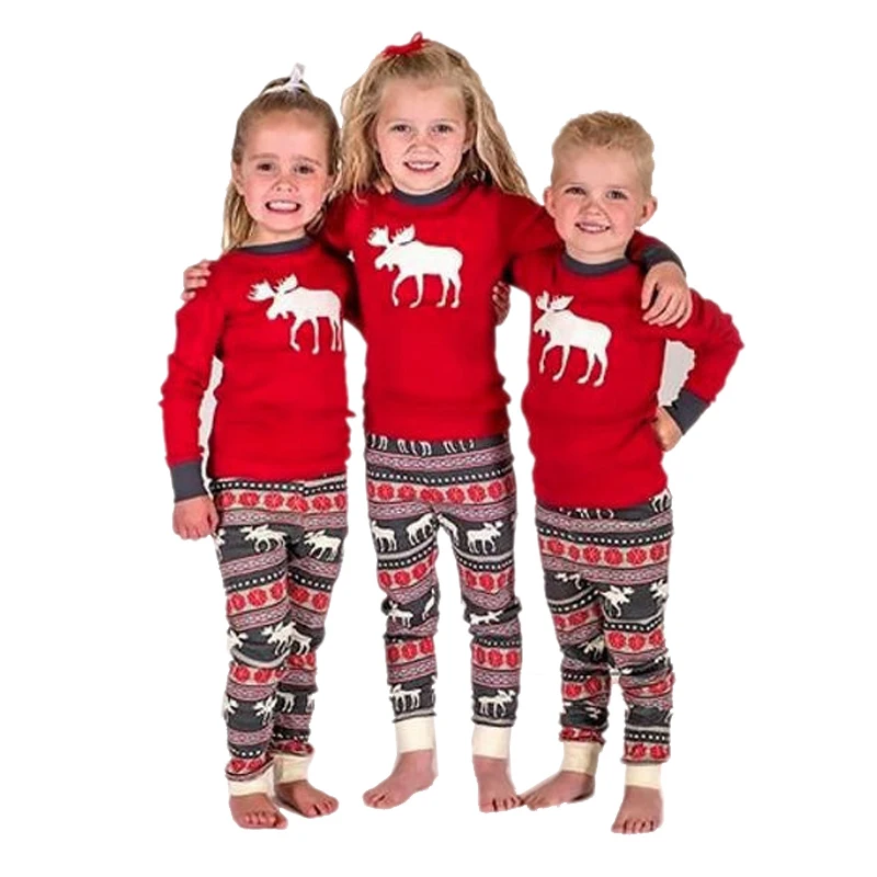 Семейная Рождественская Пижама одежда для сна взрослых и детей с оленями модная