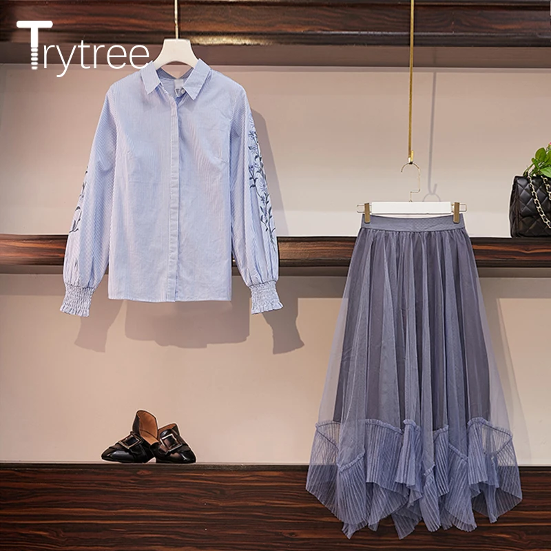 Женский офисный костюм Trytree повседневный комплект из двух предметов топ с