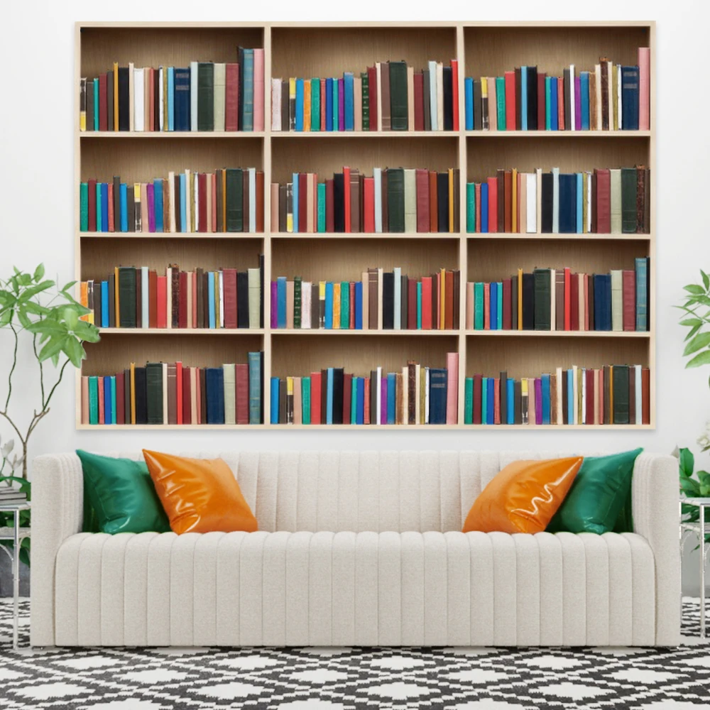 

White Colorful Bookshelf Tapestry Vintage Exotic Summer Plant Nature Frame for Bedroom Photography Wall Decor