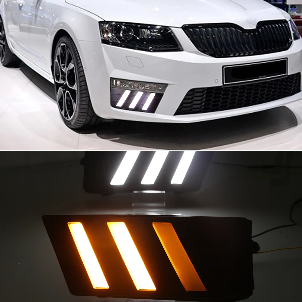 Мигающий светодиодный DRL Противотуманные фары светильник для skoda octavia RS 2016 2017 12V