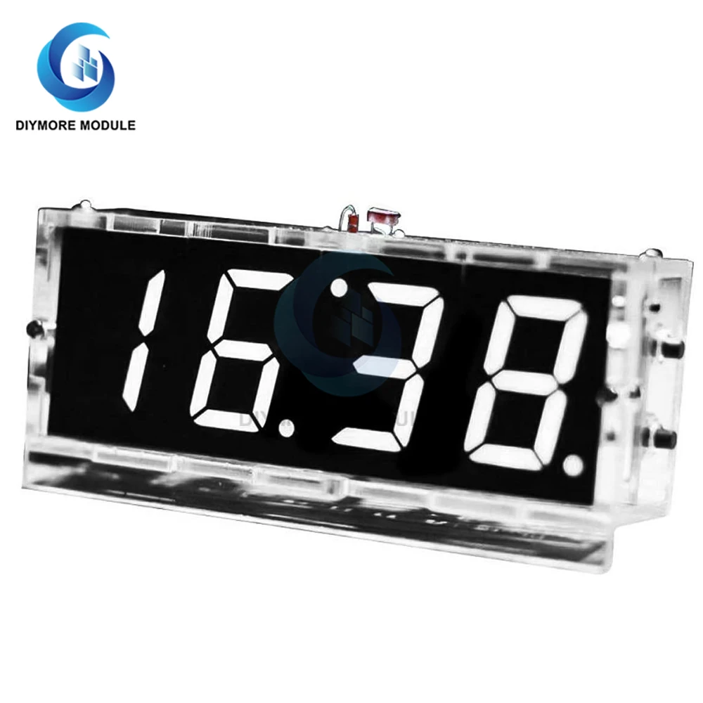 DIY Electronic Kit Clock LED Microcontroller Kit Digital Clock Time Light Control Temperature Thermometer Red/Blue/Green/White