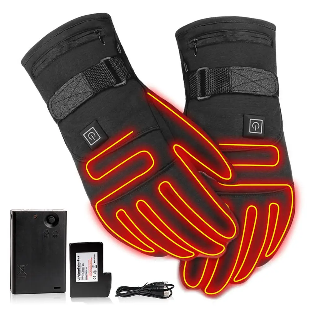 

1 Pair Heated Gloves 3.7V Rechargeable Battery Powered Electric Heated Hand Warmer Constant Temperature About 3-6 Hours #W0