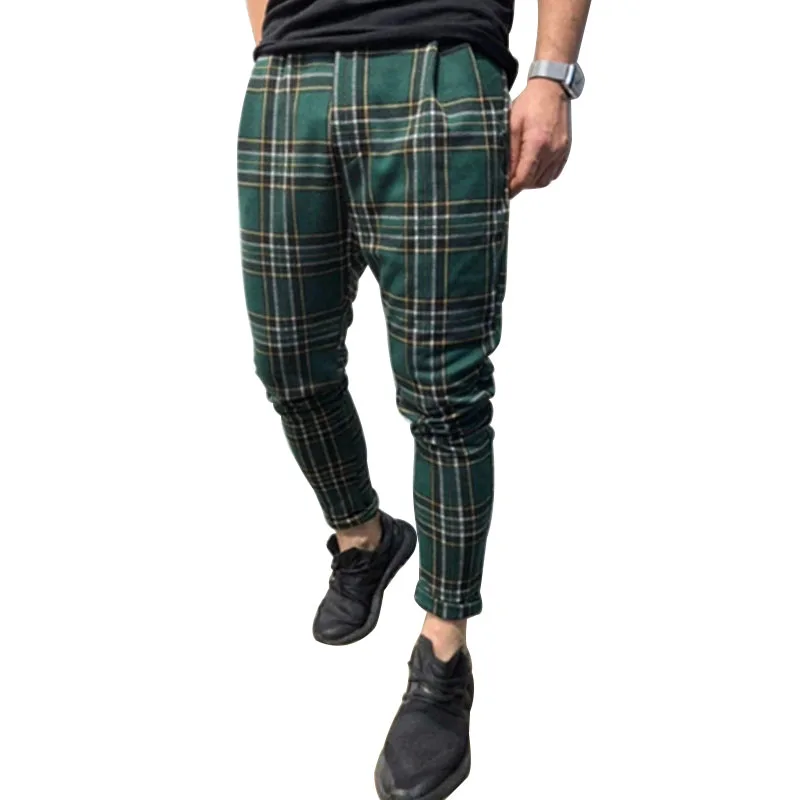 Мужские модные клетчатые спортивные штаны с карманами мужские для спорта и