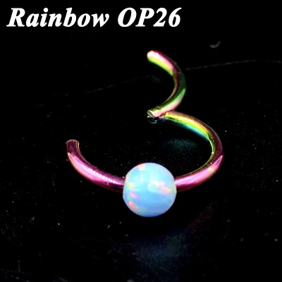 Rainbow OP26 1 шт. G23 титановый шарнирный сегмент кольцо с опалом камень опал губы ниппель хряща трагус спираль носовая перегородка кликер пирсинг ювелирные изделия - Окраска металла: Rainbow OP26