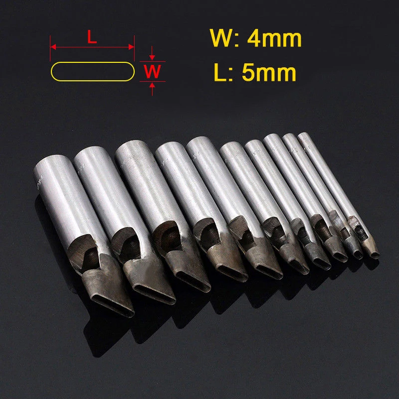 4X5mm Овальная форма, дырокол, резак, набор, ремень для часов, окантовка, прокладка, полый кожаный ремень, пояс с квадратным отверстием, сделай сам, ручной инструмент - Цвет: 4X5mm