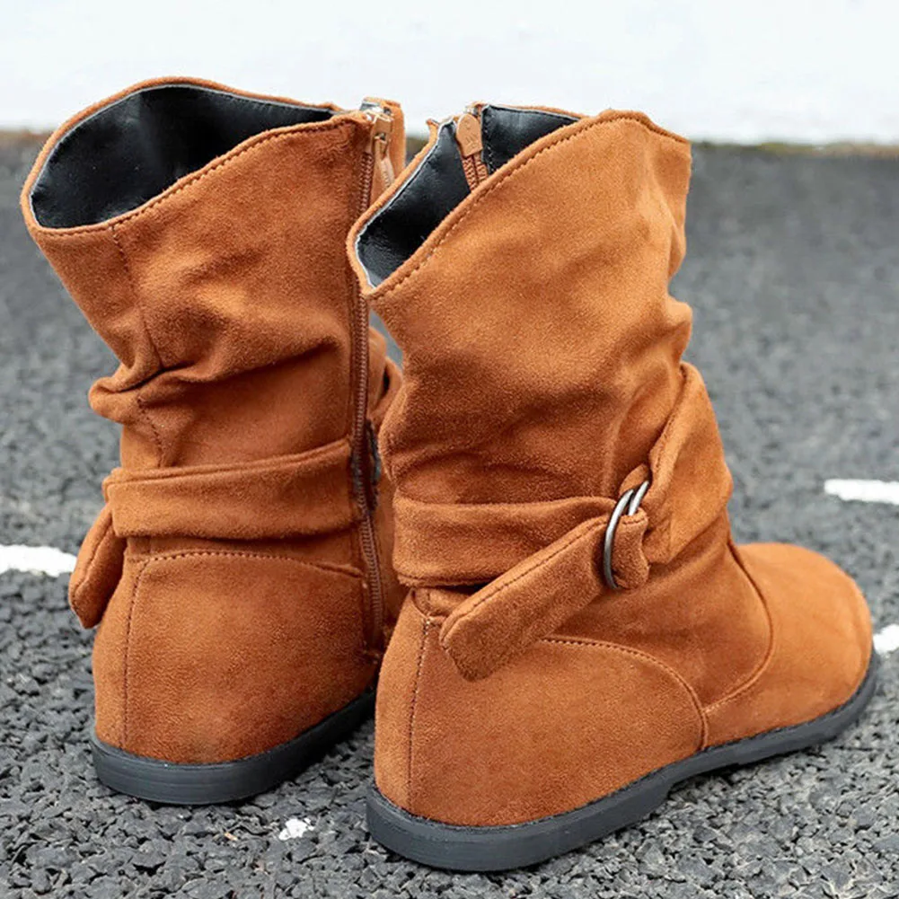 Женские винтажные осенние ботильоны на плоской подошве с застежкой молнией и