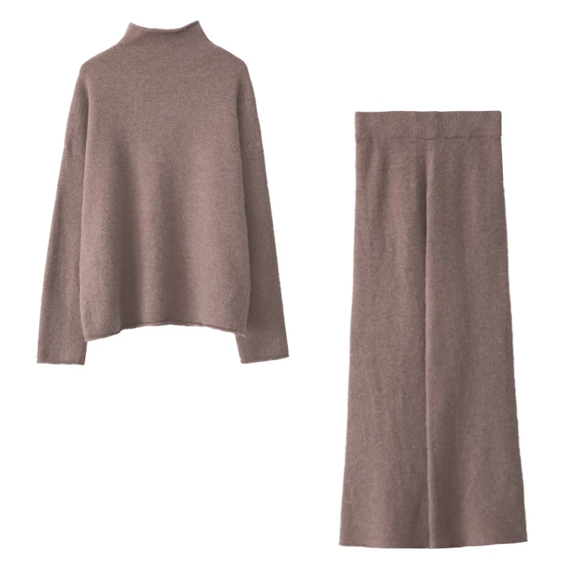 

Genayooa Knitted Tracksuit Women's Suit Spring Winter 2 Piece Set Women Pullover Turtleneck Sweater Two Piece Set 2020 Korean