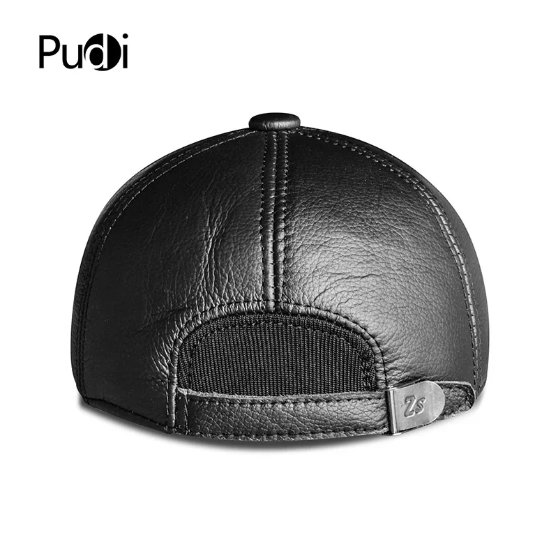 Pudi Мужская бейсболка из натуральной кожи, новинка, зимняя теплая Бейсболка из натуральной кожи, спортивные бейсболки, шапки черного, коричневого цвета
