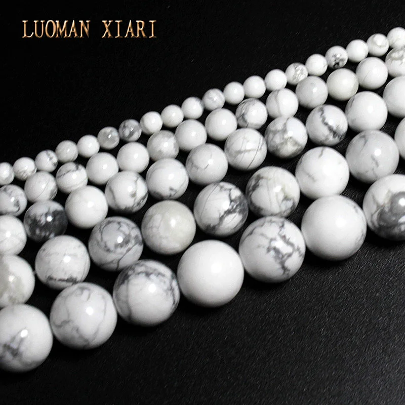 white turquoise Прекрасный AAA натуральный камень Бусины тигровый глаз агат Lapis розовый кварц аметист для самостоятельного изготовления ювелирных изделий ожерелье браслет 4-12 мм - Цвет: white turquoise