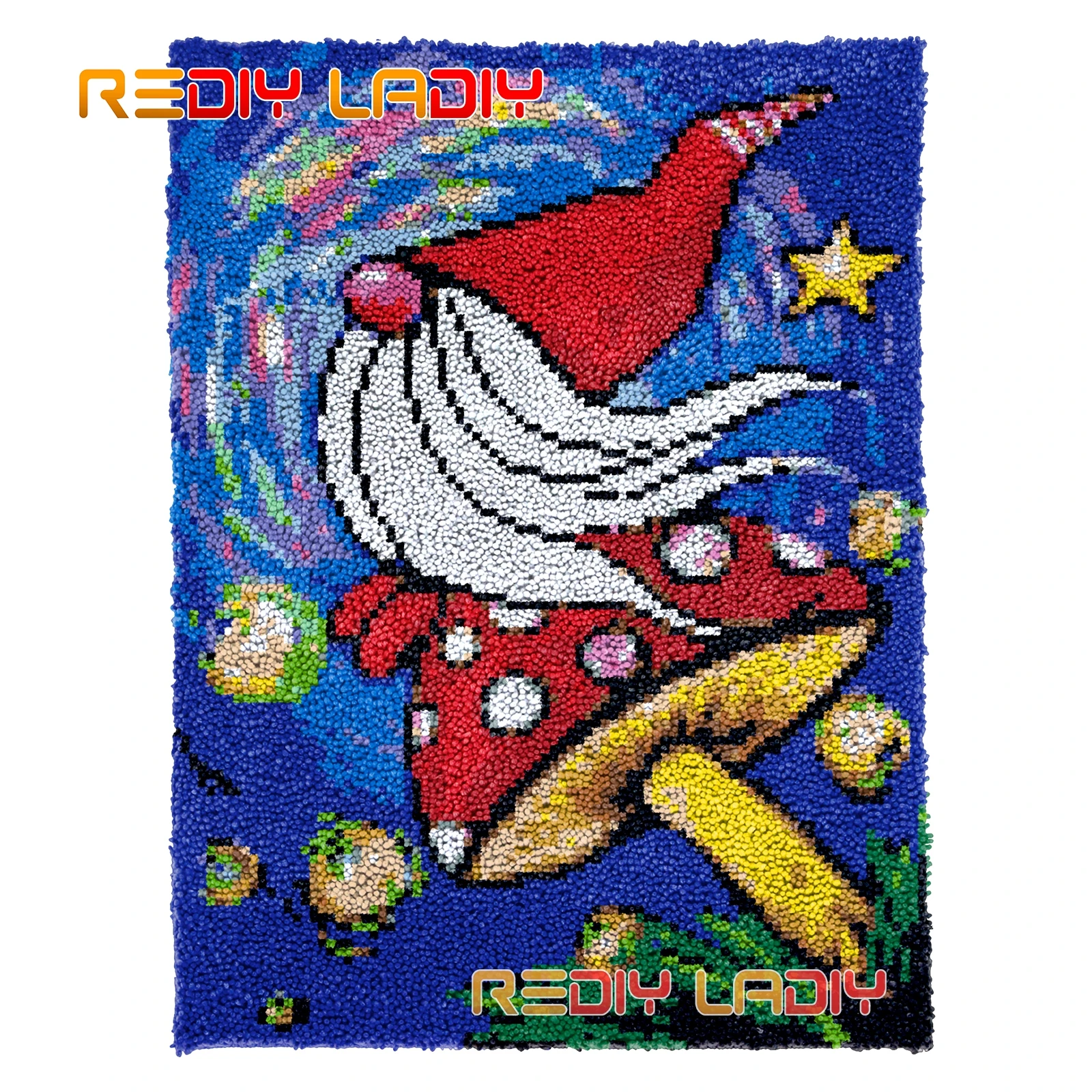 

Latch Hook Rug Kits Gnome on Mushroom Seat Cushion DIY Carpet Rug Chunky Yarn Arts Crocheting Tapestry Knotted Floor Mat Crafts