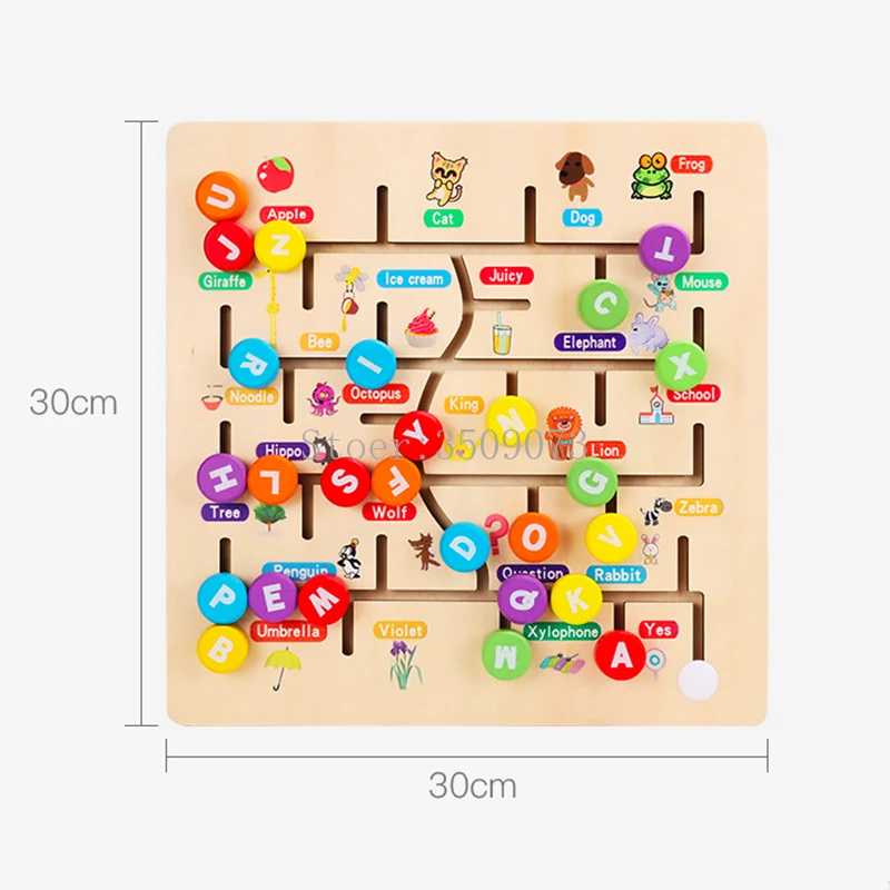 Children Montessori Maze Boards Wooden Toys Slide Puzzle Animal Digital Letter Matching Games Early Educational Learning | Игрушки и