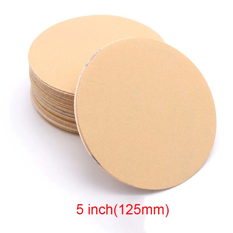 

5/50/100PCS 60-1000 Grit Round Flocking Sandpaper 5 Inch 125mm Yellow Sanding Disc Abrasive Disc Brushed Sheet For Polishing